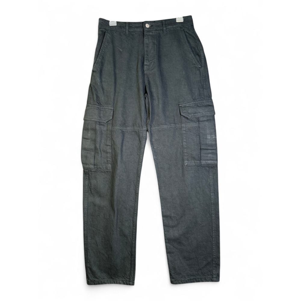 Zara Mens Cargo Pants Charcoal Gray Straight Leg Utility Workwear Size 29